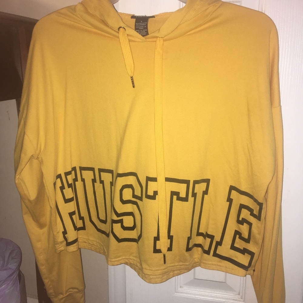 “HUSTLE” hooded croptop.